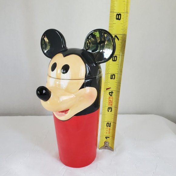 Mickey Mouse Head Mug Disney Theme Parks ceramic with lid, red cup - Picture 9 of 12
